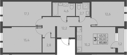 Продается 4-комн. квартира, 83.6 м²