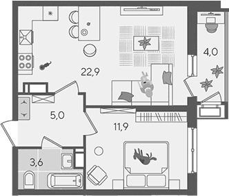 Продается 2-комн. квартира, 43.4 м²
