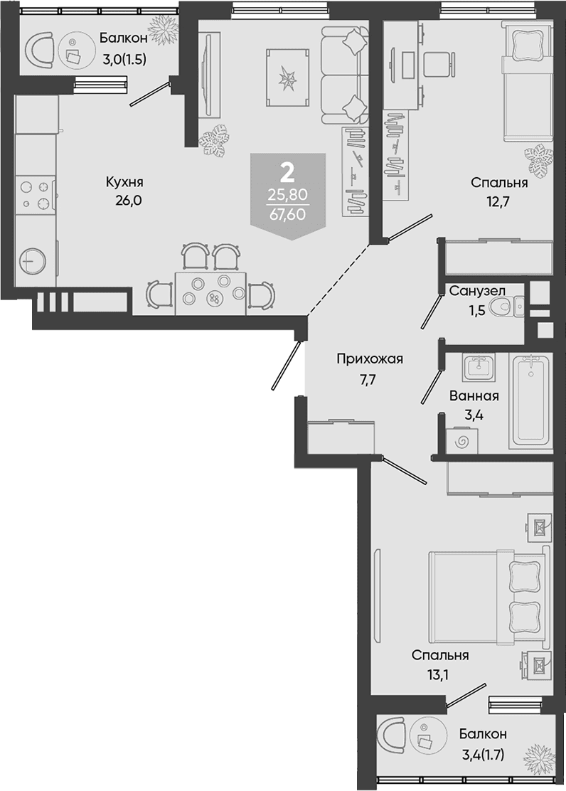 Продается 3-комн. квартира, 64.4 м²