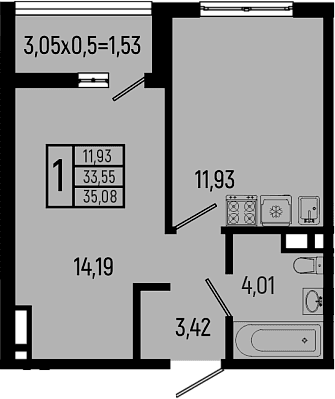 Продается 2-комн. квартира, 33.55 м²