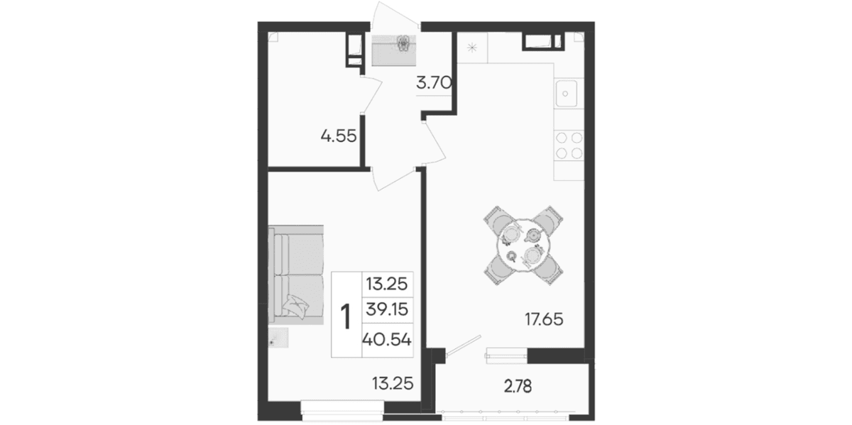 Продается 1-комн. квартира, 39.15 м²