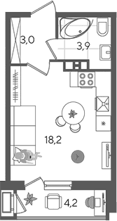 Продается 1-комн. квартира, 25.1 м²