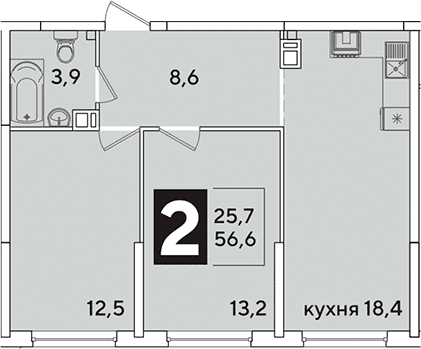 Продается 3-комн. квартира, 56.6 м²