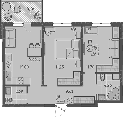 Продается 3-комн. квартира, 57.05 м²