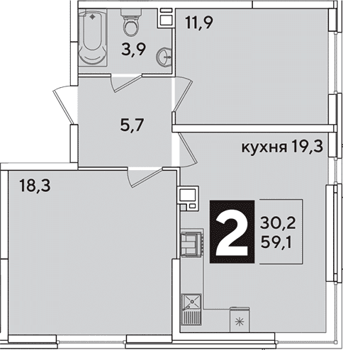 Продается 3-комн. квартира, 59.1 м²