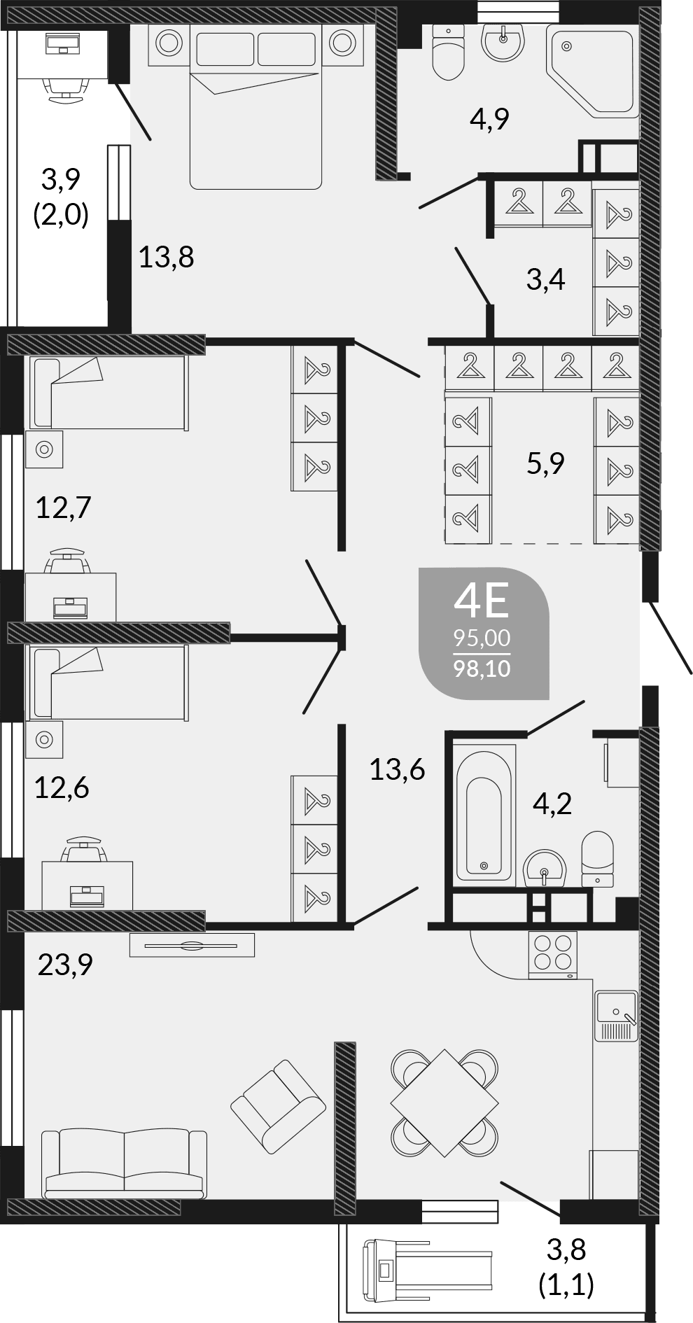 Продается 4-комн. квартира, 95 м²
