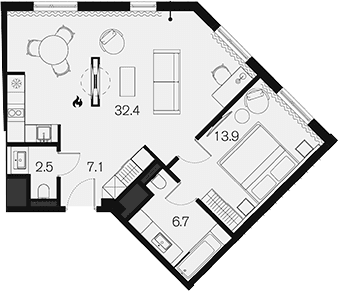 Продается 1-комн. квартира, 62.6 м²