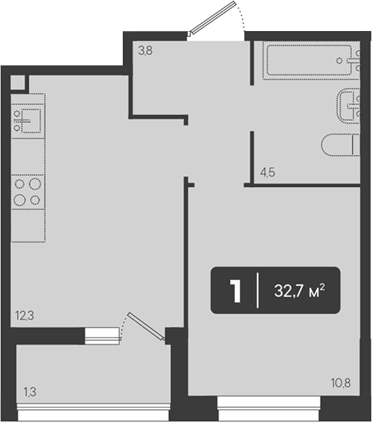 Продается 1-комн. квартира, 31.4 м²