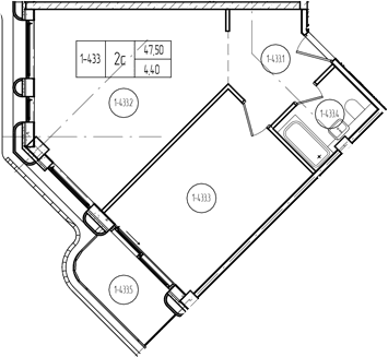 Продается 1-комн. квартира, 47.56 м²