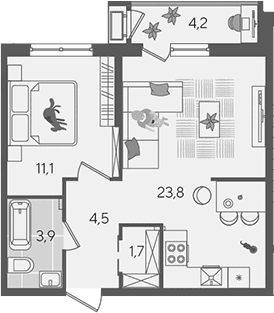 Продается 2-комн. квартира, 45 м²