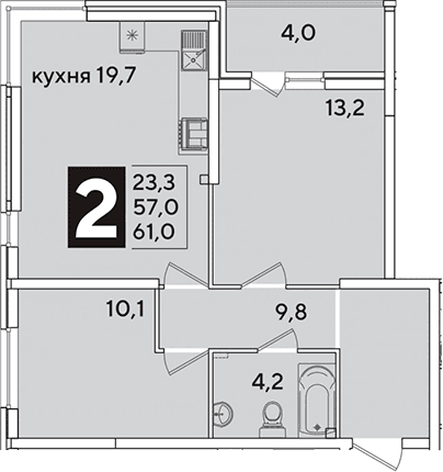 Продается 3-комн. квартира, 57 м²