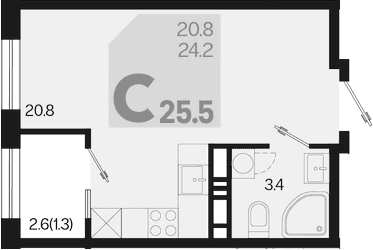 Продается 1-комн. квартира, 24.2 м²