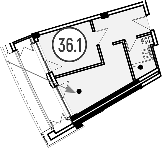 Продается 1-комн. квартира, 36.1 м²