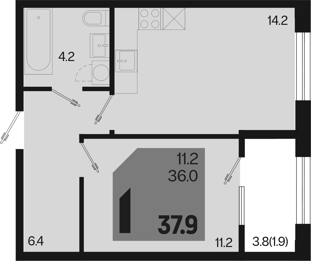 Продается 1-комн. квартира, 36 м²