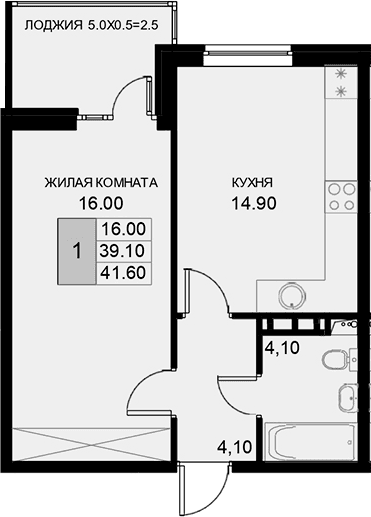 Продается 1-комн. квартира, 39.1 м²