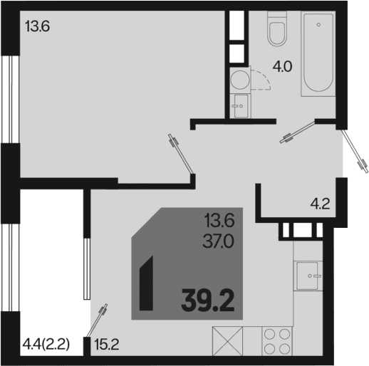 Продается 1-комн. квартира, 37 м²
