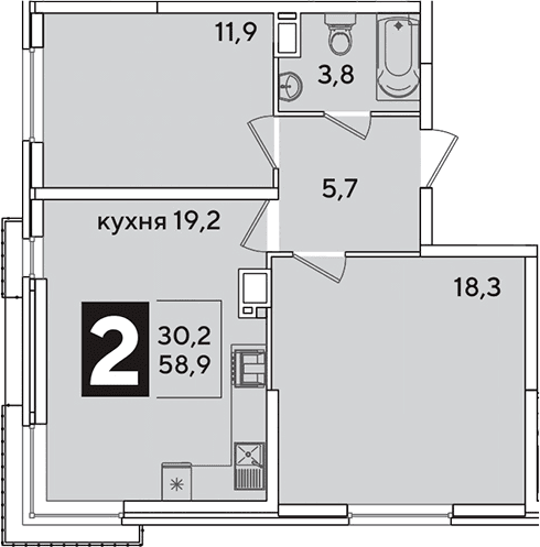 Продается 3-комн. квартира, 58.9 м²