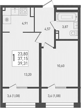 Продается 2-комн. квартира, 37.15 м²