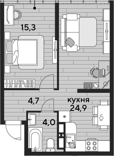 Продается 1-комн. квартира, 48.9 м²