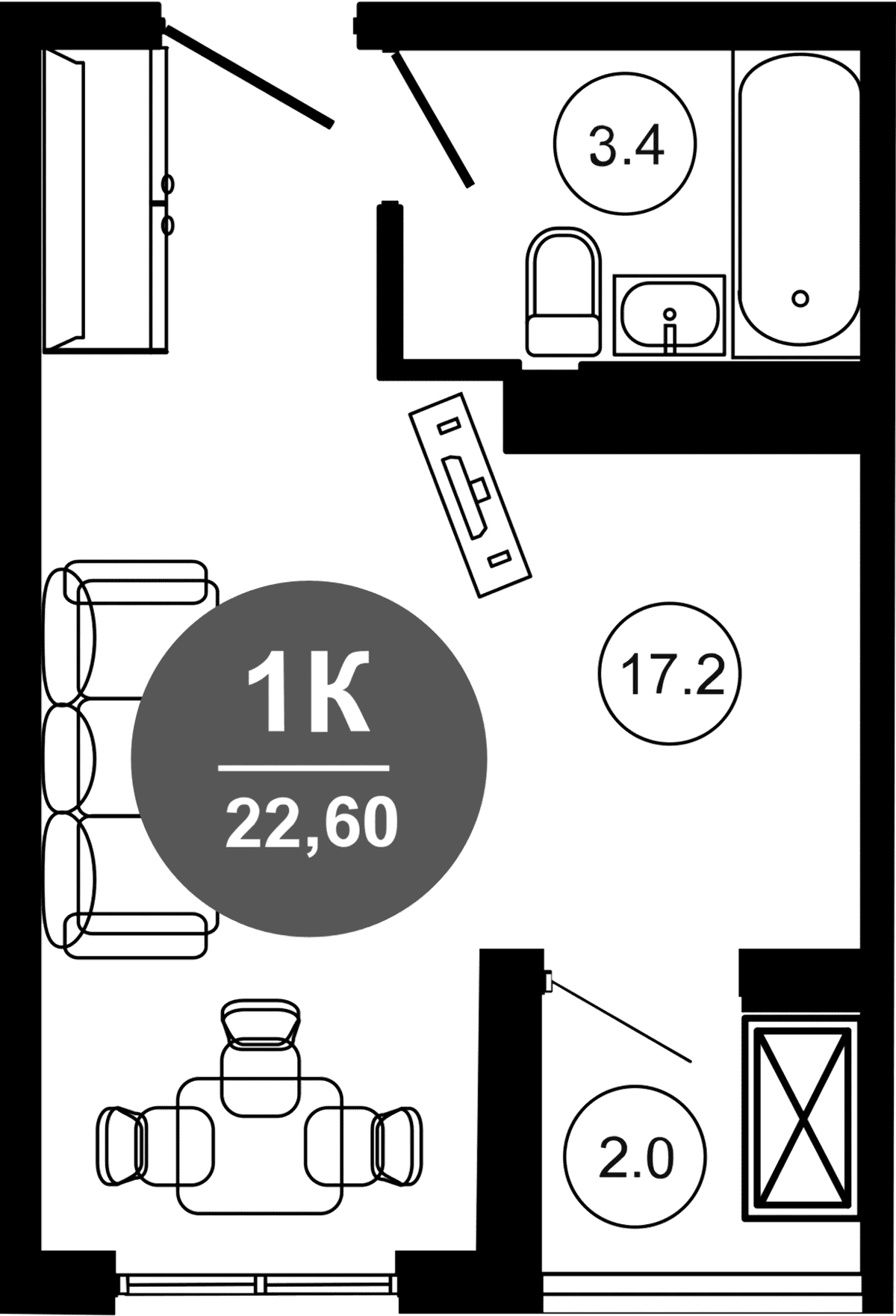 Продается 1-комн. квартира, 20.6 м²