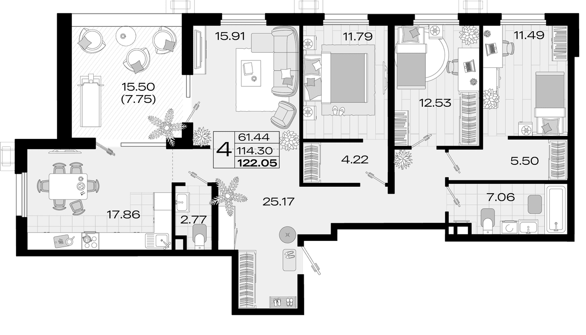 Продается 5-комн. квартира, 113.14 м²