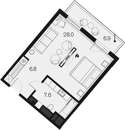 Продается 1-комн. квартира, 42.4 м²