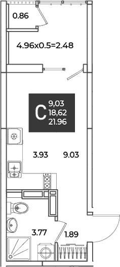 Продается 1-комн. квартира, 18.62 м²