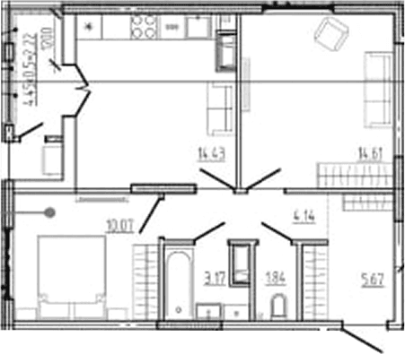 Продается 2-комн. квартира, 53.93 м²