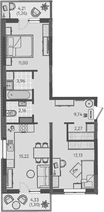 Продается 3-комн. квартира, 56.48 м²