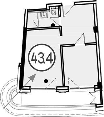 Продается 1-комн. квартира, 43.4 м²