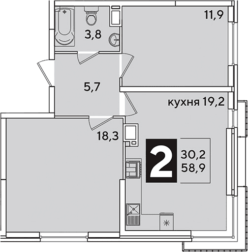Продается 3-комн. квартира, 58.9 м²