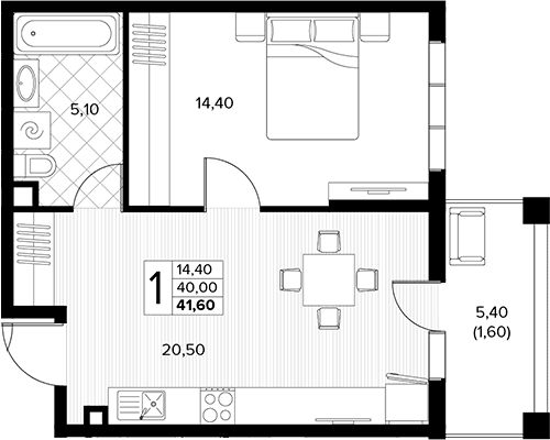Продается 1-комн. квартира, 40 м²