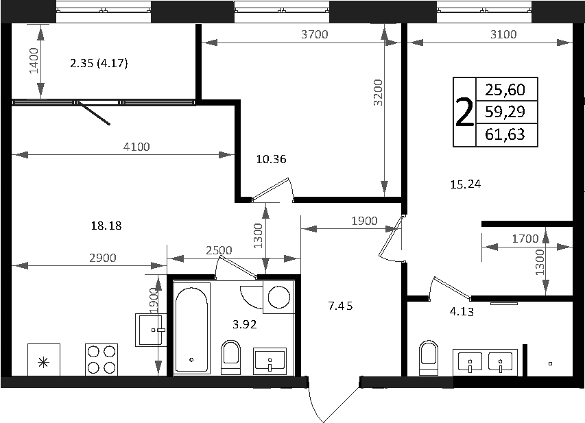 Продается 3-комн. квартира, 59.28 м²