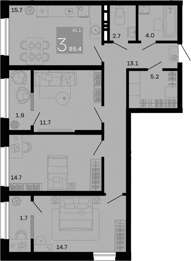 Продается 3-комн. квартира, 81.8 м²