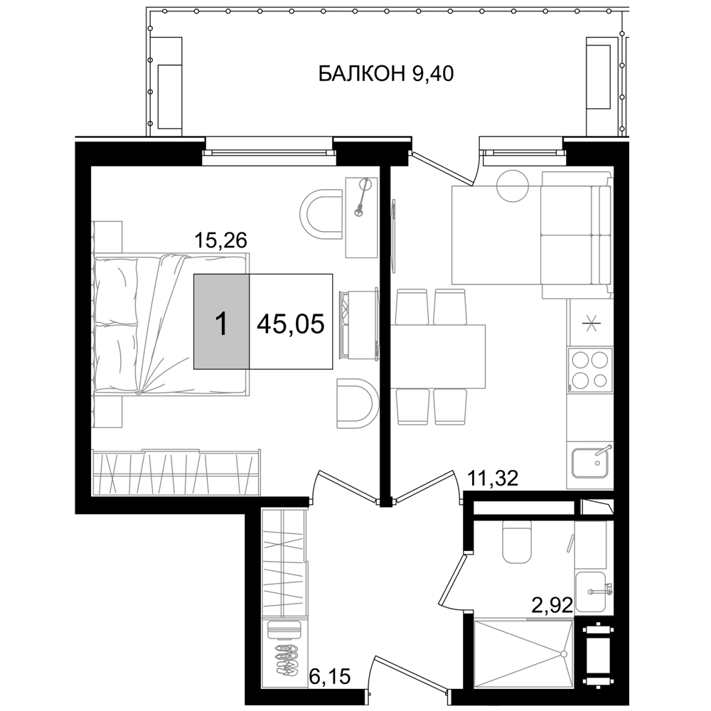 Продается 2-комн. квартира, 35.65 м²