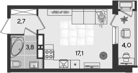 Продается 1-комн. квартира, 23.6 м²