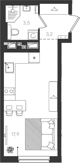 Продается 1-комн. квартира, 24.6 м²