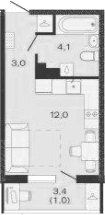 Продается 1-комн. квартира, 19.1 м²