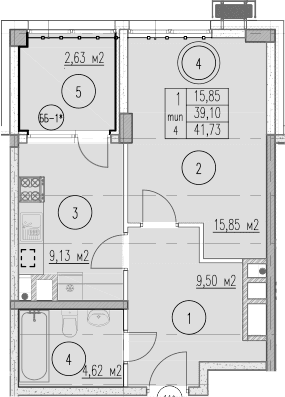 Продается 1-комн. квартира, 39.1 м²