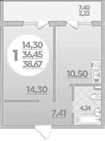 Продается 1-комн. квартира, 36.45 м²