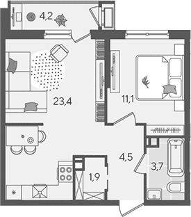 Продается 2-комн. квартира, 44.6 м²
