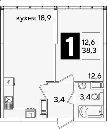 Продается 2-комн. квартира, 38.3 м²