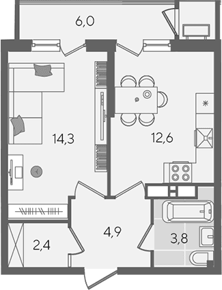 Продается 1-комн. квартира, 38 м²