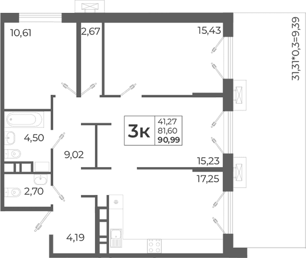 Продается 4-комн. квартира, 80.56 м²