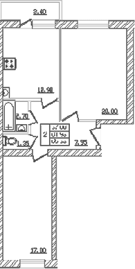 Продается 2-комн. квартира, 59.6 м²