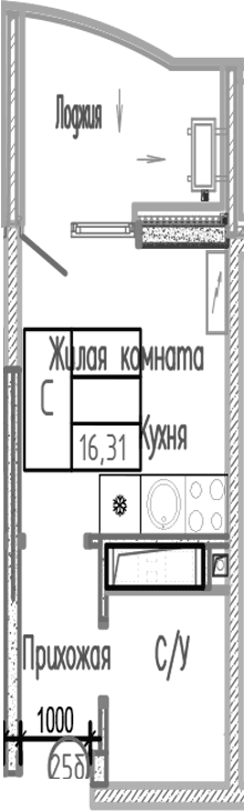 Продается 1-комн. квартира, 16.31 м²