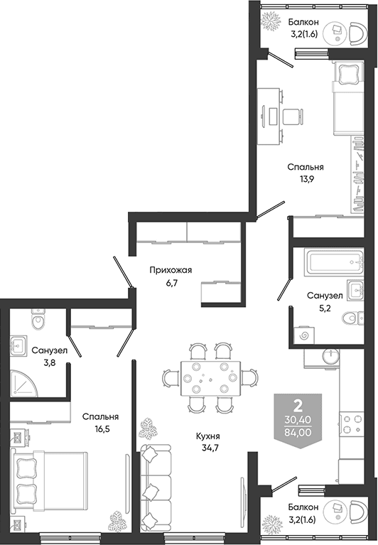 Продается 3-комн. квартира, 80.8 м²