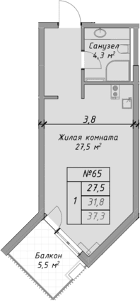 Продается 1-комн. квартира, 31.8 м²