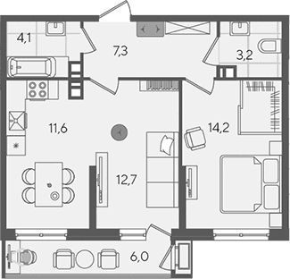 Продается 2-комн. квартира, 52.8 м²