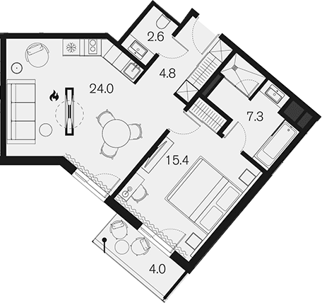 Продается 1-комн. квартира, 54.1 м²